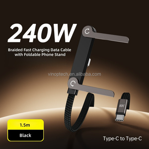 240W Yüksek Güçlü Tip C Kablo Tablet Çinko Alaşımlı Örgülü Dirsek Kablo, Ayarlanabilir Katlanabilir Telefon Standı ile 1.5m, iPhone 17 16 için - Product Image 2