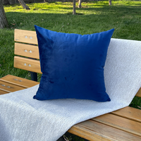 Housse de coussin carrée en velours doux bleu marine 18x18 pouces, vierge pour broderie