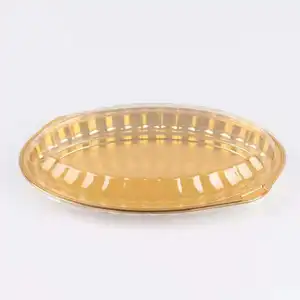 Wholesale Customized Eco Friendly Disposable Takeaway Tray Golden Plastic Fancy Sushi Packaging Box With Lid