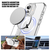 Coque de téléphone magnétique transparente hybride TPU+PC fine pour 16/16 Plus avec protection antichoc anti-jaunissement