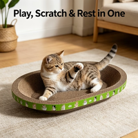 Bac à gratter ovale en carton ondulé pour chat, tapis à gratter et lit pour chat, jouet de repos et de grattage résistant à l'usure pour les griffes des chats