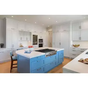 Gabinete de cocina de madera moderno de color personalizado con encimera de mármol
