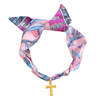 Collier en alliage de zinc de couleur européenne et américaine, fait main, avec nœud croisé, ruban en tissu, tempérament haut de gamme