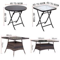 Table à manger ronde pliable en métal pour 4 personnes, plateau en verre trempé, design minimaliste pour la maison, l'appartement, l'extérieur