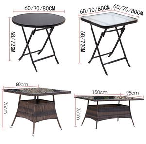 <span class=keywords><strong>Mesa</strong></span> de Comedor <span class=keywords><strong>Redonda</strong></span> Plegable con Estructura Metálica para 4 Personas, Tapa de Vidrio Templado, <span class=keywords><strong>Diseño</strong></span> Minimalista para Muebles de Hogar, Apartamento y Uso en Exteriores - Product Image 6