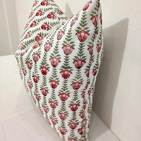 Housse de coussin imprimée en coton 100% à rayures florales tulipes rouges, style ferme, pour chambre et salon, vente en gros