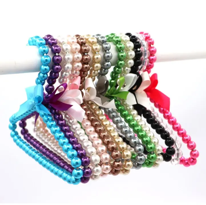 20CM Pearl Beads Metal Elegant Pet Cat Dog Clothes Hangers rack