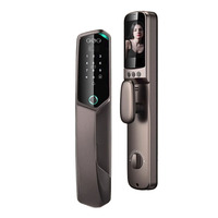 Expédition rapide poignée de porte en bois numérique intelligente porte d'entrée Design moderne système de verrouillage d'hôtel empreinte digitale ouverture sans clé clavier alliage