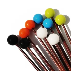 ビーター木琴 Suppliers-ゴムドラムマレットビーターシリコンボール穴付き木琴槌硬質ゴムボール