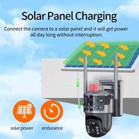 Eseecloud Caméra solaire 4G WIFI 4 objectifs 12MP PTZ IP extérieur 6K HD 3 écrans V380 Sécurité Suivi automatique 4K sans fil CCTV Carte Sim