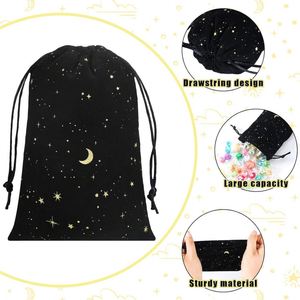 Custom Dice Jewelry Gift Wrap Wedding Anniversary <b>Draw</b> <b>String</b> Moon Stars Black Velvet Dust <b>Bag</b> for Candle - Product Image 2