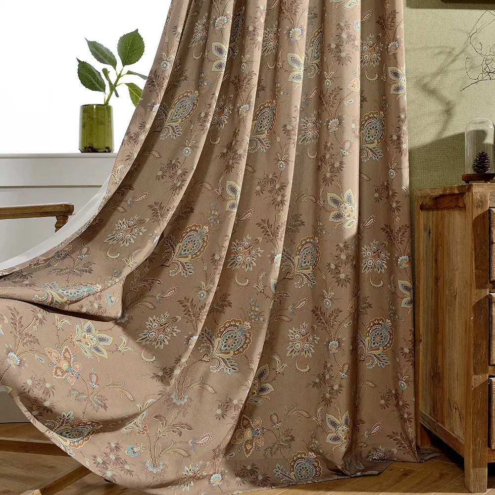 Linnen Gordijnen Damast Bloemen Natuurlijk Linnen Gemengde Gordijnen Voor Woonkamer Gordijnen Vintage Paisley Patroon Privacy Puur Gordijn