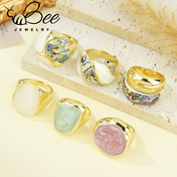 Cincin Retro Enamel Berwarna Modis Eropa 14k Italia Bohemian Unik Cincin Prom Wanita Perhiasan Pernyataan Pesta Modern