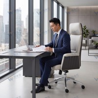 Chaise de bureau ergonomique moderne pivotante avec base réglable en hauteur, accoudoirs intégrés pour chambre et usage domestique/bureau