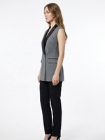 Gilet Blazer Sans Manches à Col Rabattu pour Femme, Style Décontracté et Professionnel, Idéal pour le Bureau et les Tenues de Travail