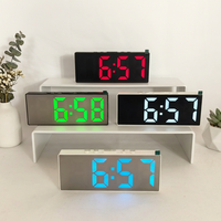 Horloge de bureau numérique électronique intelligente avec miroir, en plastique ABS, grand écran LED, affichage du calendrier et de la température, veilleuse, pour la maison