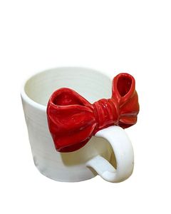 Venta superior creativo blanco buena calidad cerámica <span class=keywords><strong>pintar</strong></span> tu propia taza bowknot taza - Product Image 2