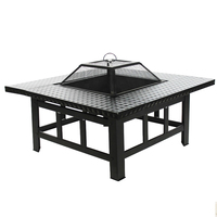 Table de jardin multifonctionnelle de style moderne avec foyer élégant en acier au carbone pour grillades et bois de chauffage