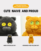 Peluche réaliste brodée de chat bleu en tissu polyester super doux, cadeau d'anniversaire unisexe pour adulte et enfant