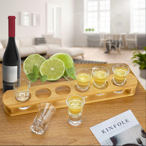 Soporte de Bambú Personalizado para 6 Vasos de Chupito, Bandeja de Exhibición y Almacenamiento con Base Resistente, Vasos de Chupito con Soporte de Madera - Product Image 2