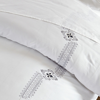 Ensemble de literie de luxe en coton 100% écologique de qualité supérieure, taille King, blanc, 200TC, 4 pièces, style moderne, brodé, pour toutes les saisons