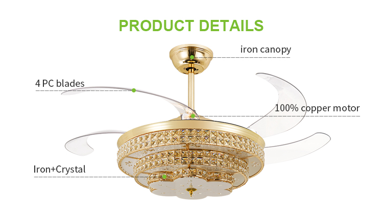 Breezelux retractable ceiling fan with light LED fans 52inch