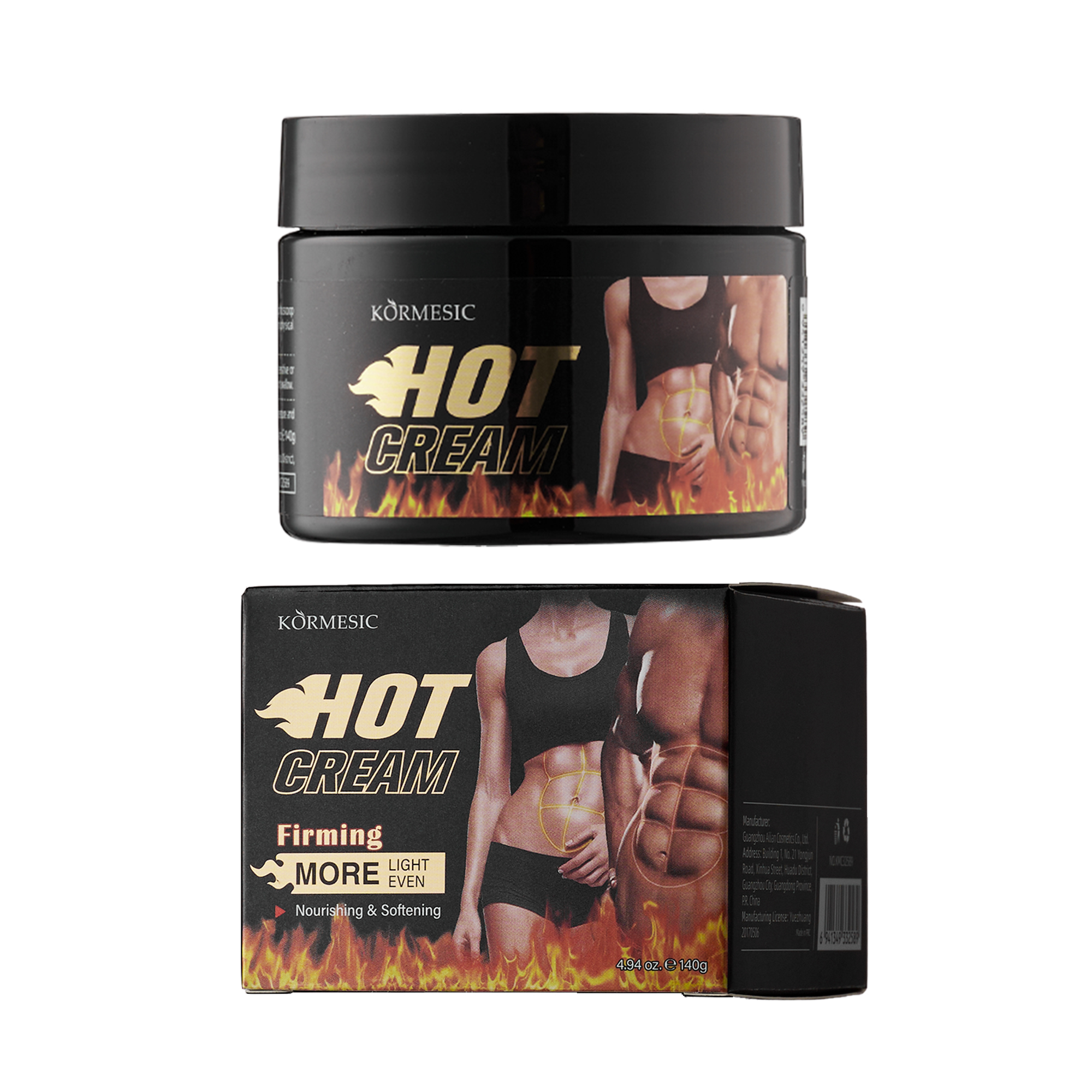 KORMESIC Hot Cream 140g - Firming Hot Body Slimming Cream for Belly, Waist, Thighs & Arms - More Light Even, Nourishing & Softening Sweat Cream with Chili Extract - For Women & Men