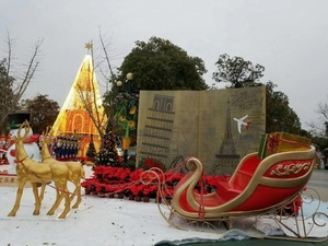 Traîneau de Noël géant en fibre de verre de 300 cm, taille réelle, avec sièges, pour extérieur commercial, durable, imperméable, décoration de centre commercial - Product Image 6