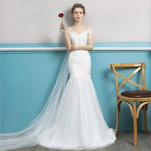 2023 gaun pengantin elegan leher v ikat belakang putri duyung kereta gaun pengantin gaun pengantin