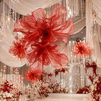 Hoogwaardige gigantische organza bloemen bruiloftdecoratie voor etalages Pasen Kerst decoratie Aanpasbare maat en kleuren
