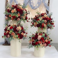 50 cm Champagner/Weiß-Rosa Künstliche Rosenkranz-Tischdekoration, Kerzen-Mittelstücke, Blumenkugeln für Hochzeitstische