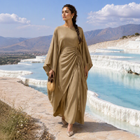 Ensemble Abaya 2 pièces MEXIZO 2026 : Abaya à manches chauve-souris avec cordon de serrage et haut long élastique avec pantalon – Tenue modeste pour femmes musulmanes, style Dubaï Kaftan