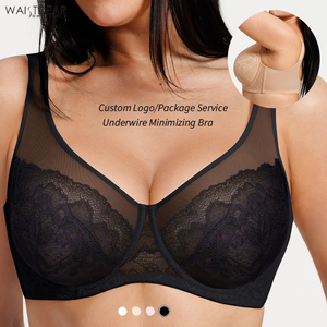 Hexin Venta al por Mayor Sujetadores Reductores <span class=keywords><strong>de</strong></span> Malla Cobertura Total Tallas Grandes con Realce Push Up para Pecho Pesado Sujetador sin Forro con Aro para Mujer - Product Image 1