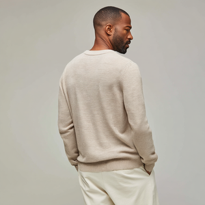 Homens personalizados Leve Algodão-Linho Mistura <span class=keywords><strong>Crewneck</strong></span> Camisola Respirável Casual Malhas para a Primavera e Verão - Product Image 2