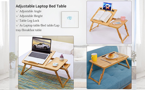 Table pliante en bois de bambou pour <span class=keywords><strong>ordinateur</strong></span> <span class=keywords><strong>portable</strong></span>, plateau de <span class=keywords><strong>lit</strong></span>, bureau, apprentissage, Camping en plein air, pique-nique, petit bureau pour le repos à la maison avec support de téléphone - Product Image 6