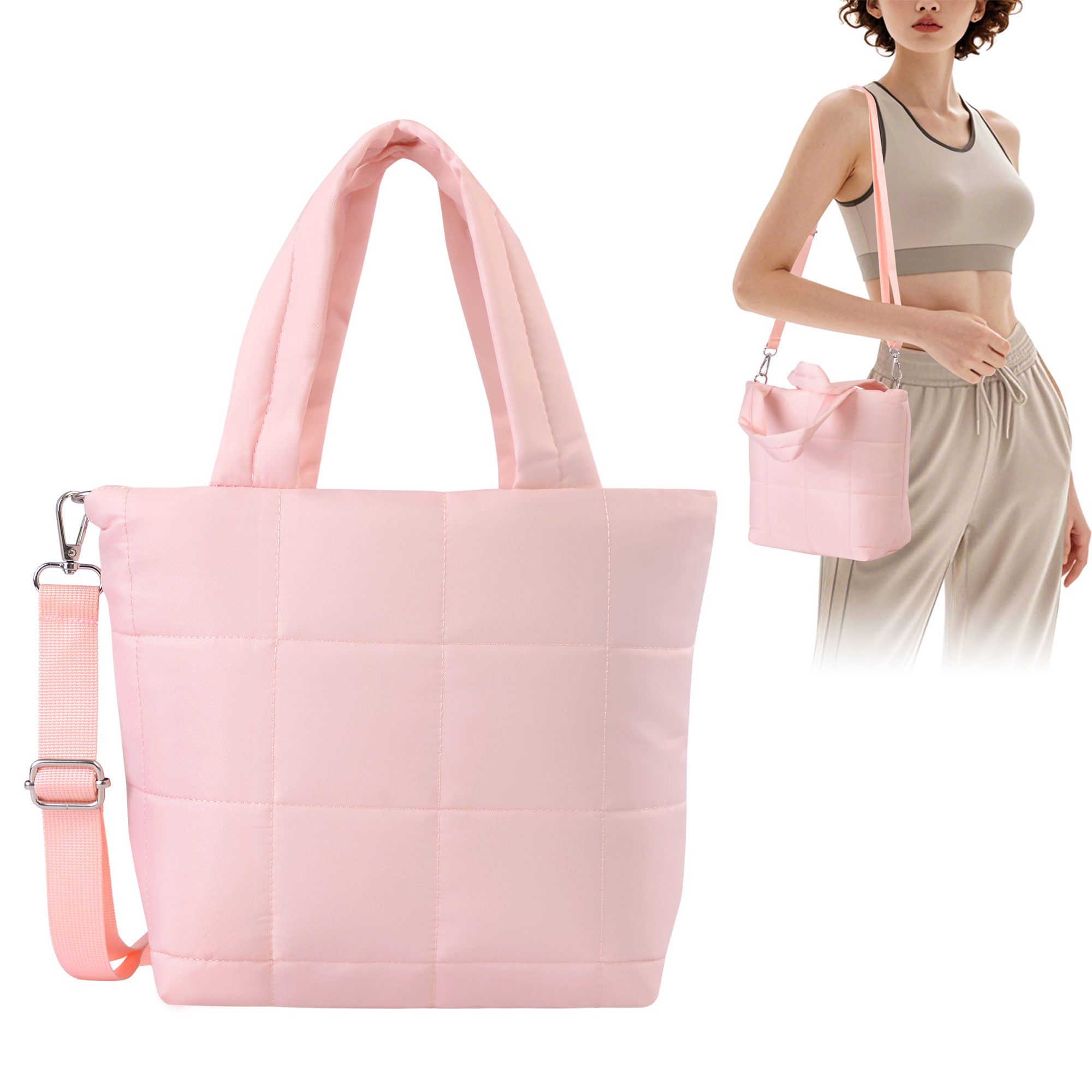 Winter Lightweight Puffer Quilted Crossbody Shoulder Tote