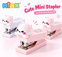 Mini Agrafeuse Tête de Chat Mignonne MIAX, Boîte de Présentation de 16 Pièces, Papeterie Kawaii pour l'École, le Bureau et les Cadeaux