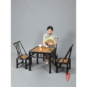 Bamboo Square Tea Table Chinese Style Wood Top Restaurant Furniture Low Table - Product Image 5