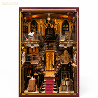 Puzzle 3D en bois, Bibliothèque Magique, Insert de bibliothèque, Maison miniature LED, Kit de construction de diorama, Décoration de bureau, Cadeau pour adultes