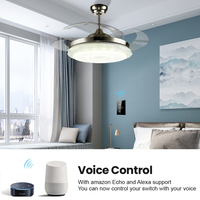 Interrupteur intelligent Wi-Fi numérique réglable pour ventilateur, compatible Google Home, contrôle de vitesse standard US