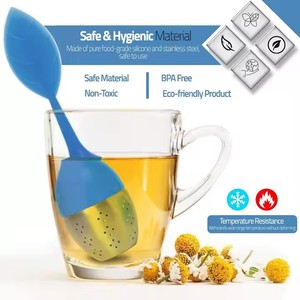 Lá cầm tay hình dạng thép không <span class=keywords><strong>g</strong></span>ỉ Tea Infuser với Silicone xử lý + Khay trà lọc Bộ Trà Kim Loại bộ lọc đồ dùng - Product Image 5