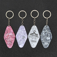 Porte-clés en acrylique en forme de losange, petite plaque nominative, ornement pour sac