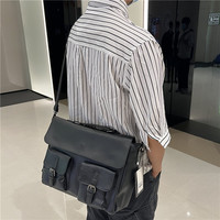 Sac à main vintage en cuir PU marron pour homme, sac messager grande capacité, étanche, pour le bureau, les voyages