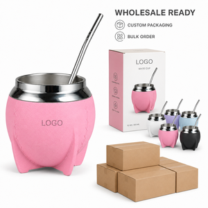 <span class=keywords><strong>Gourde</strong></span> à maté personnalisée en acier inoxydable à double paroi de 10 oz, enveloppée de cuir, avec paille bombilla et brosse de nettoyage, pour thé chaud - Product Image 6