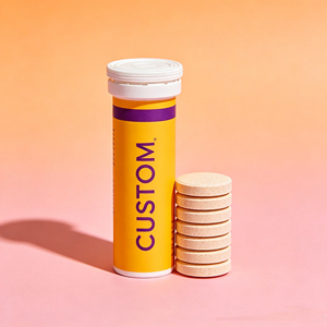 Factory Hot Sale Effervescent <b>Tablet</b> Cylinder Packaging Plastic Tube Moisture Proof Desiccant Lid Custom Color Print - Product Image 1