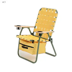 NPOT özel Logo renk kamp sandalyesi, kolay taşınabilir hafif açık Metal katlanır plaj sandalyesi Wth soğutucu çanta