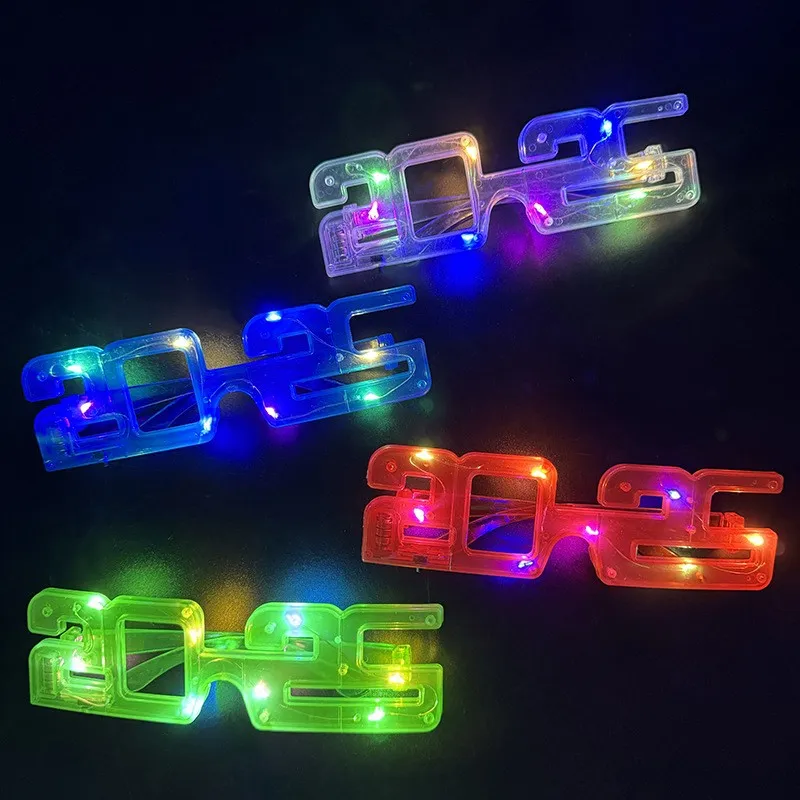 Latest Light Up Luminous Glasses Year 2025 Eyes LED Glowing Glasses For 2025 New Year Christmas Halloween Party Supplies