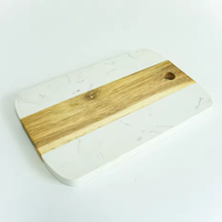 Ensemble de 2 plateaux à charcuterie en marbre et bois, plateau de service à fromage en bois d'acacia avec trou de suspension pour restaurant