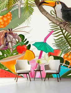 วอลล์เปเปอร์3D ผสมผลไม้สมูทตี้สดใหม่และรสนิยมส้มด้วยตนเองห้องนอนห้องนั่งเล่น - Product Image 4