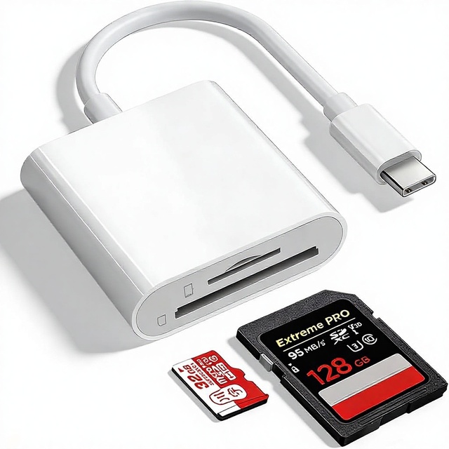 SD & MicroSD Card Reader USB-C for IPhone/iPad & Digital Camera Plug & Play No App Required